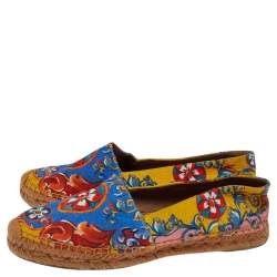 Pre Owned Dolce & Gabbana Multicolor Printed Canvas Espadrille Flats Size 38