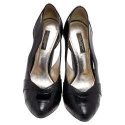 Dolce & Gabbana Black Patent And Embossed Python Leather Pumps Size 37