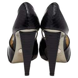 Dolce & Gabbana Black Patent And Embossed Python Leather Pumps Size 37
