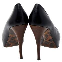 Dolce & Gabbana Black Leather Peep Toe Platform Pumps Size 40