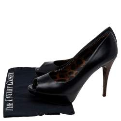 Dolce & Gabbana Black Leather Peep Toe Platform Pumps Size 40