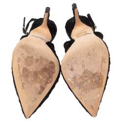 مملوكة مسبقًا Dolce & Gabbana Black Lace Slingback Sandals Size 38