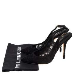 مملوكة مسبقًا Dolce & Gabbana Black Lace Slingback Sandals Size 38