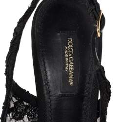 مملوكة مسبقًا Dolce & Gabbana Black Lace Slingback Sandals Size 38