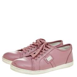 Dolce & Gabbana Pink Leather Low Top Sneakers Size 37