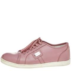 Dolce & Gabbana Pink Leather Low Top Sneakers Size 37