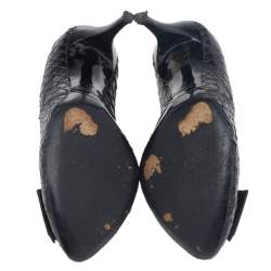 Pre Owned حذاء كعب عالي دولتشي آند غابانا جلد نقشة الثعبان أسود مقاس 37