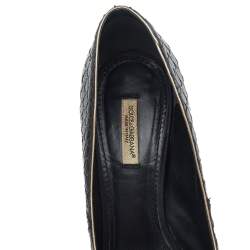 Pre Owned حذاء كعب عالي دولتشي آند غابانا جلد نقشة الثعبان أسود مقاس 37