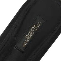 Pre Owned Dolce & Gabbana Black Lace Sofia Crystal Embellished Flats Size 35