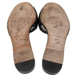 Pre Owned Dolce & Gabbana Black Lace Sofia Crystal Embellished Flats Size 35