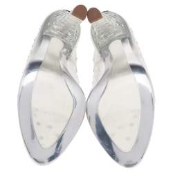 Dolce & Gabbana Silver PVC Crystal Embellishment Cinderella Pumps Size 39.5