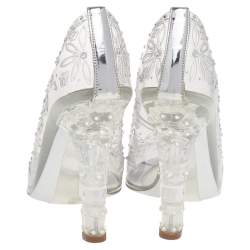 Dolce & Gabbana Silver PVC Crystal Embellishment Cinderella Pumps Size 39.5