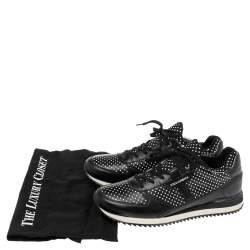 Pre Owned Dolce & Gabbana Black/White Leather Polka Dot Lace Up Sneakers Size 40