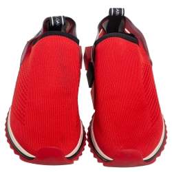 Pre Owned Dolce & Gabbana Red Knit Fabric Sorrento Sneakers Size 41