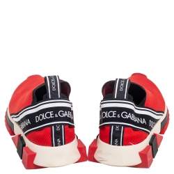 Pre Owned Dolce & Gabbana Red Knit Fabric Sorrento Sneakers Size 41