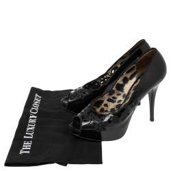 Dolce & Gabbana Black Patent Leather Peep Toe Pumps Size 38.5