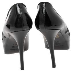Dolce & Gabbana Black Patent Leather Peep Toe Pumps Size 38.5