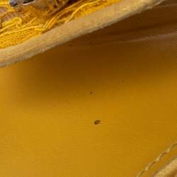 Pre Owned Dolce & Gabbana Yellow Lace Crystal Embellished Bianca Flats Size 37.5