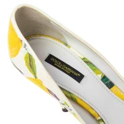 Pre Owned Dolce & Gabbana Multicolor Lemon Print Coated Canvas Pointed Toe Pumps Size 38