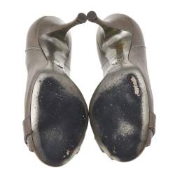 Dolce & Gabbana Grey Leather Peep Toe Pumps Size 36.5