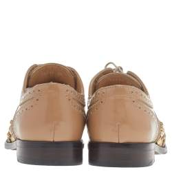 Pre Owned Dolce & Gabbana Tan Studded Brogue Leather Derby Shoes Size 38