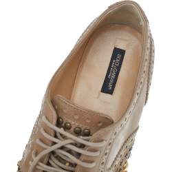 Pre Owned Dolce & Gabbana Tan Studded Brogue Leather Derby Shoes Size 38