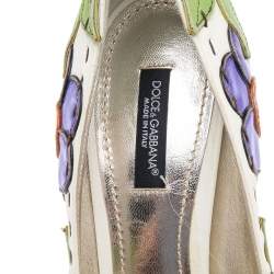 Pre Owned Dolce & Gabbana Multicolor Leather Floral Peep Toe Pumps 37