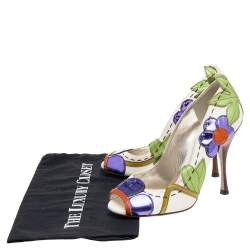 Pre Owned Dolce & Gabbana Multicolor Leather Floral Peep Toe Pumps 37
