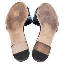 Pre Owned Dolce & Gabbana Blue Denim Flat Sandals Size 37.5