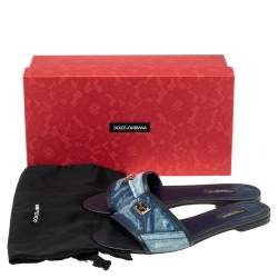Pre Owned Dolce & Gabbana Blue Denim Flat Sandals Size 37.5