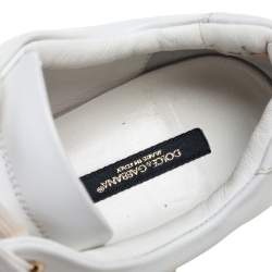 Pre Owned Dolce & Gabbana White  Leather Embellished Portofino Sneakers Size 40.5
