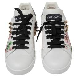 Pre Owned Dolce & Gabbana Multicolor Leather Printed Appliques Sneakers Size 40