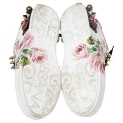 Pre Owned Dolce & Gabbana Multicolor Leather Printed Appliques Sneakers Size 40