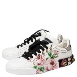 Pre Owned Dolce & Gabbana Multicolor Leather Printed Appliques Sneakers Size 40