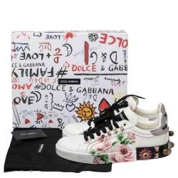 Pre Owned Dolce & Gabbana Multicolor Leather Printed Appliques Sneakers Size 40