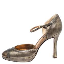 Pre Owned Dolce & Gabbana Bronze Leather Mary Jane D'orsay Pumps Size 39