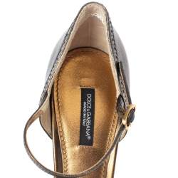 Pre Owned Dolce & Gabbana Bronze Leather Mary Jane D'orsay Pumps Size 39