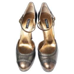 Pre Owned Dolce & Gabbana Bronze Leather Mary Jane D'orsay Pumps Size 39