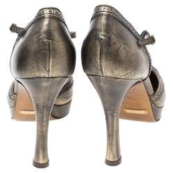 Pre Owned Dolce & Gabbana Bronze Leather Mary Jane D'orsay Pumps Size 39