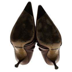 Dolce & Gabbana Brown Leather Buckle Detail Tall Pointed Boots Size 37