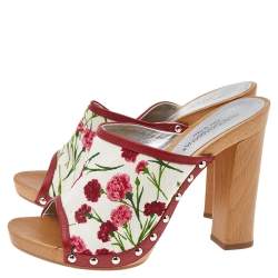 مملوكة مسبقًا صندل كلوغ دولتشي أن غابانا جلد وكانفاس مطبوع مورد أحمر/أبيض مقاس 37