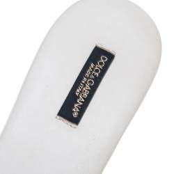 Pre Owned Dolce & Gabbana White Crochet Fabric Crystal Embellished Wooden Platform Sandals Size 38