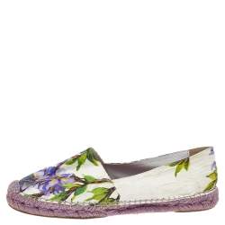 Pre Owned Dolce & Gabbana White Printed Canvas Espadrille Size 40