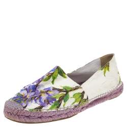 Pre Owned Dolce & Gabbana White Printed Canvas Espadrille Size 40