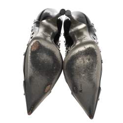 Pre Owned Dolce & Gabbana Black Patent Leather Embellished Pumps Size 37