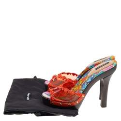 Pre Owned Dolce & Gabbana Orange PVC And Raffia Platform Slide Sandals Size 39