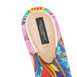 Pre Owned Dolce & Gabbana Orange PVC And Raffia Platform Slide Sandals Size 39