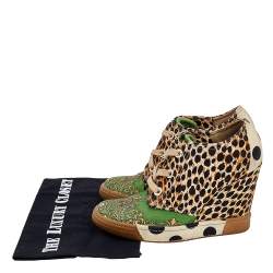 Pre Owned Dolce & Gabbana Multicolor Printed Canvas Wedge Sneakers Size 37
