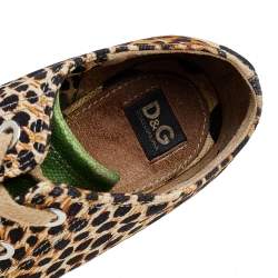 Pre Owned Dolce & Gabbana Multicolor Printed Canvas Wedge Sneakers Size 37