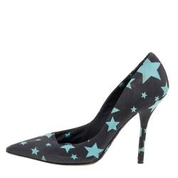 Dolce & Gabbana Black Star Print Fabric Pointed Toe Pumps Size 38